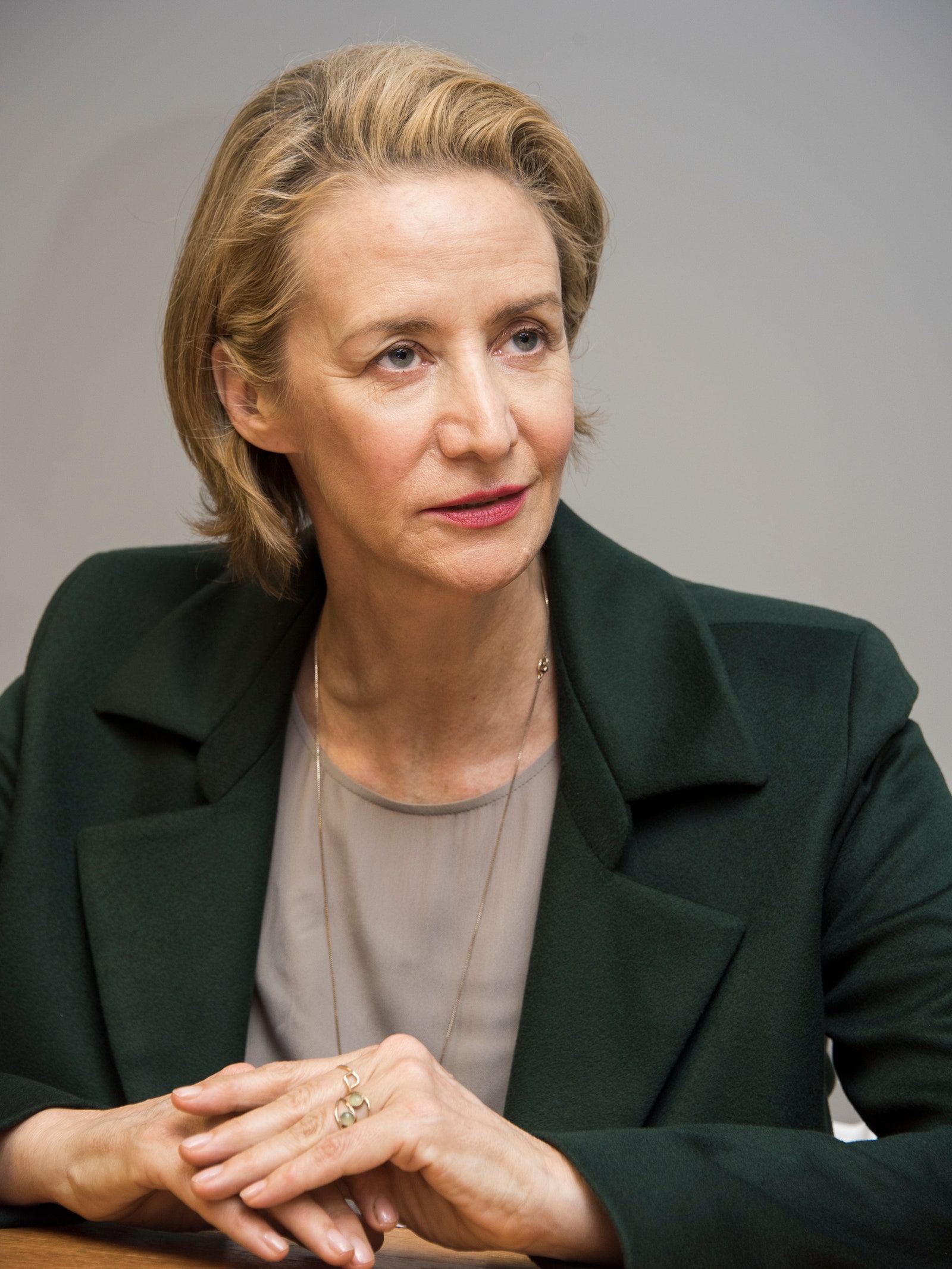 Images may contain Janet McTeer Face Man Photography Portrait Adult Accessories Jewelry Necklace and Blonde