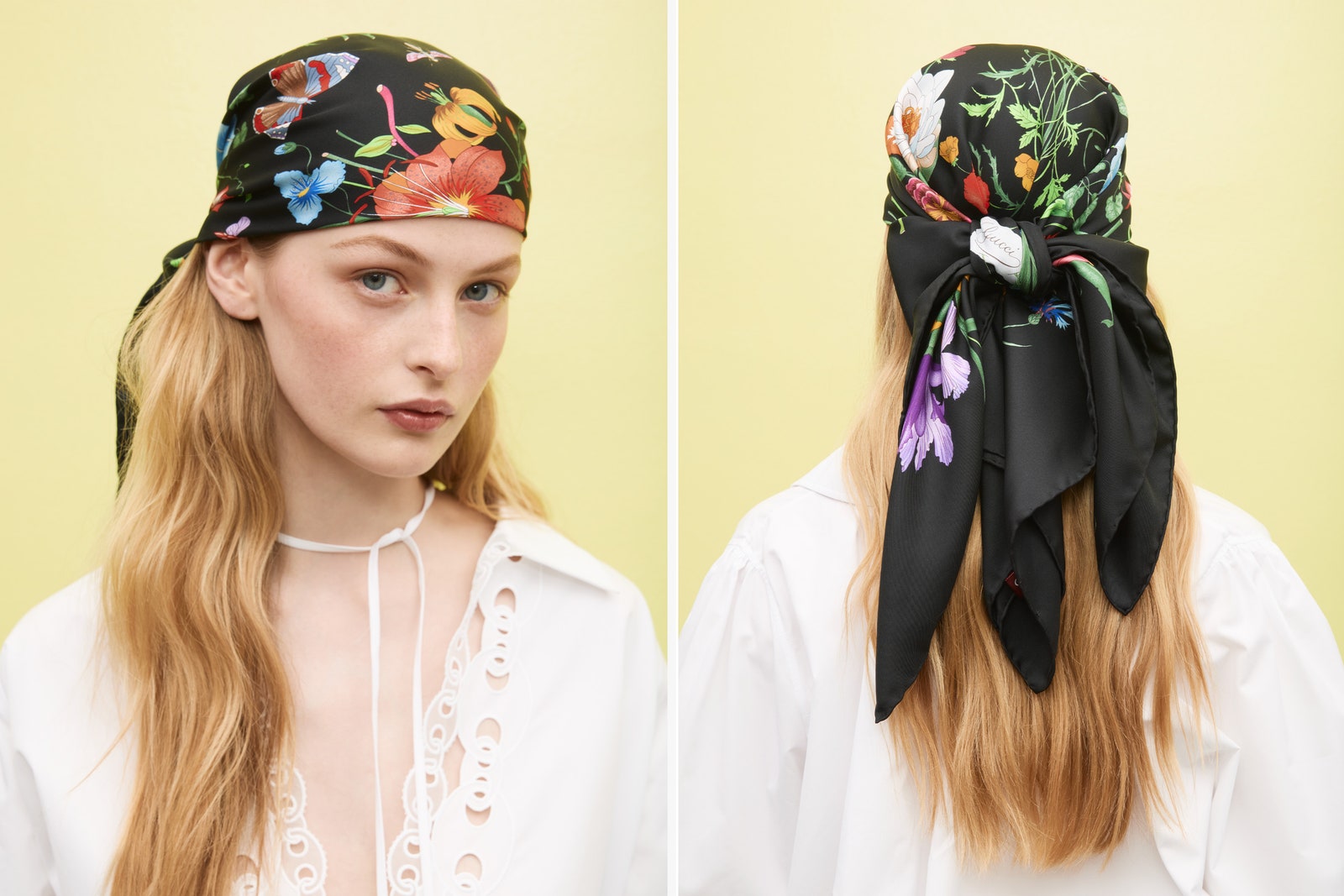 Images may contain accessories, headscarves, adult clothing, scarves, jewelry, necklaces and hats