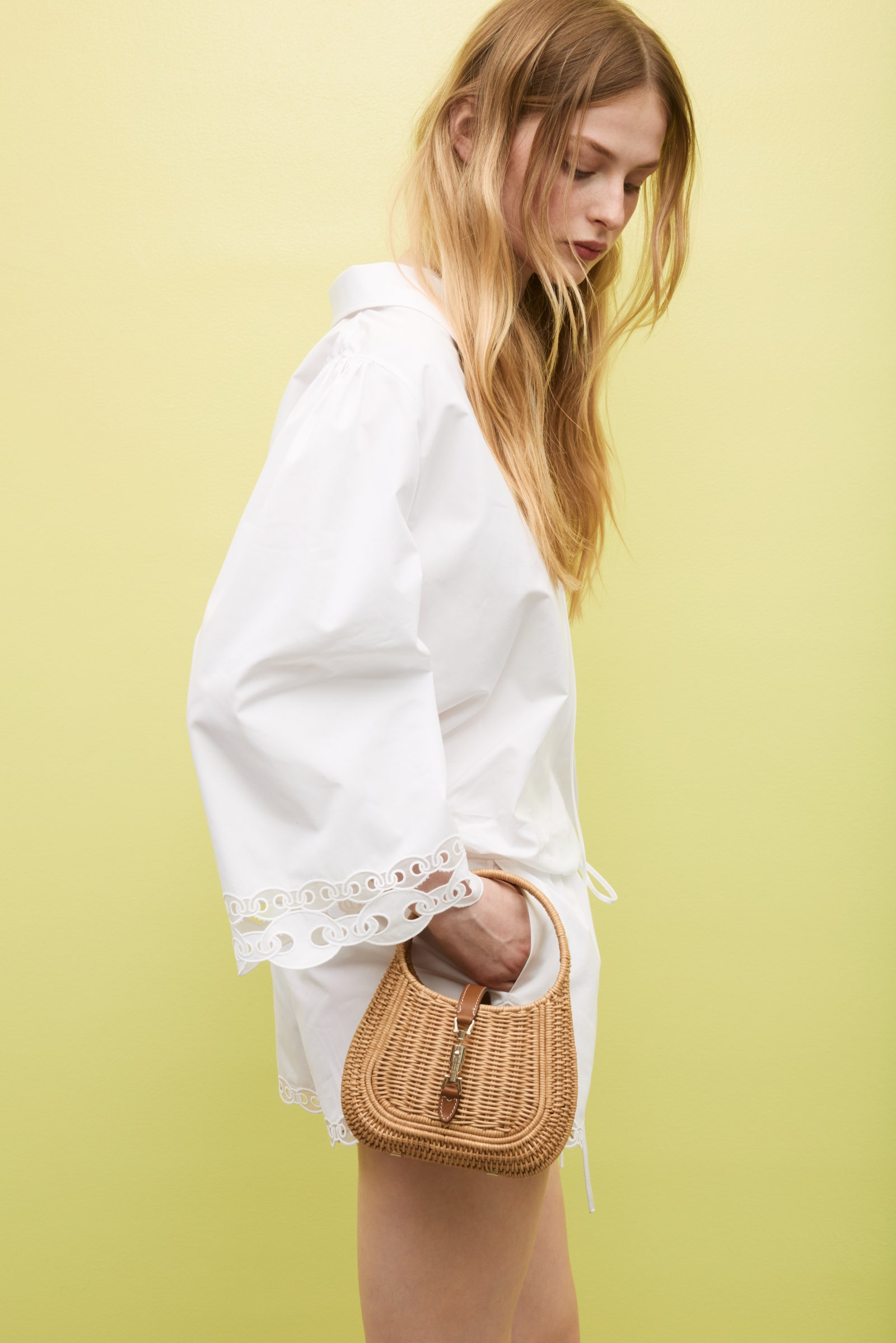 Images may contain ekaterina rybolovleva shirt clothing accessories handbag tote bag adult and fashion