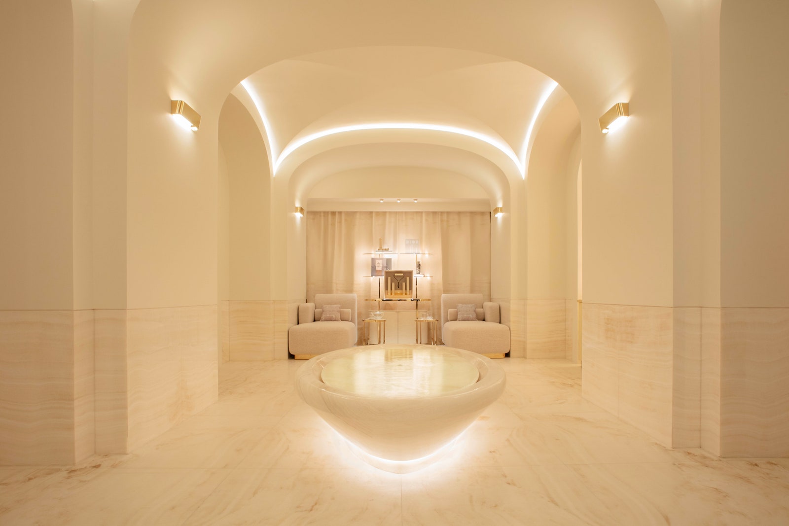 Images may contain floor lights interior design buildings living room and room