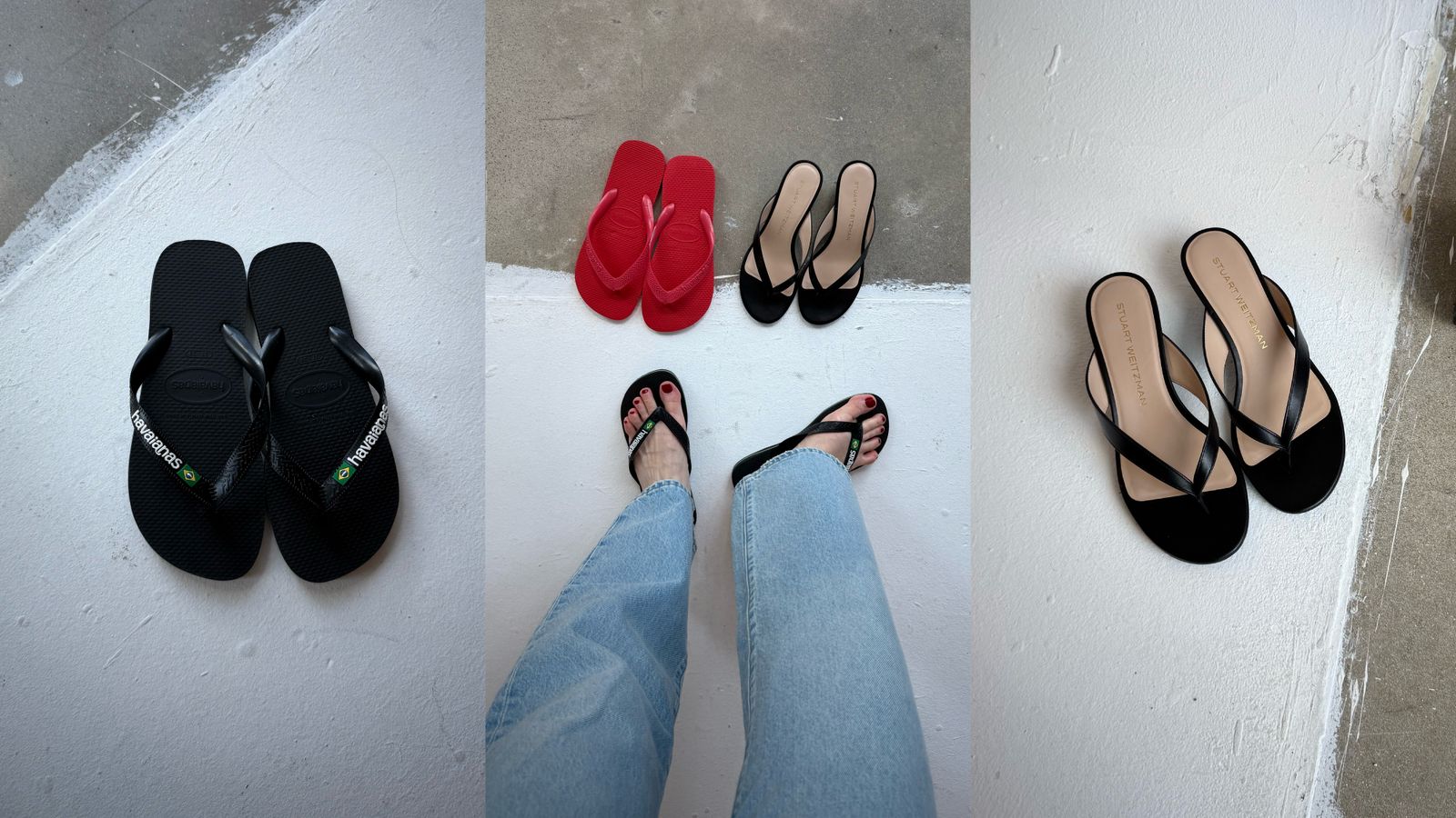 Images may contain clothing footwear sandals shoes flipflop and heels