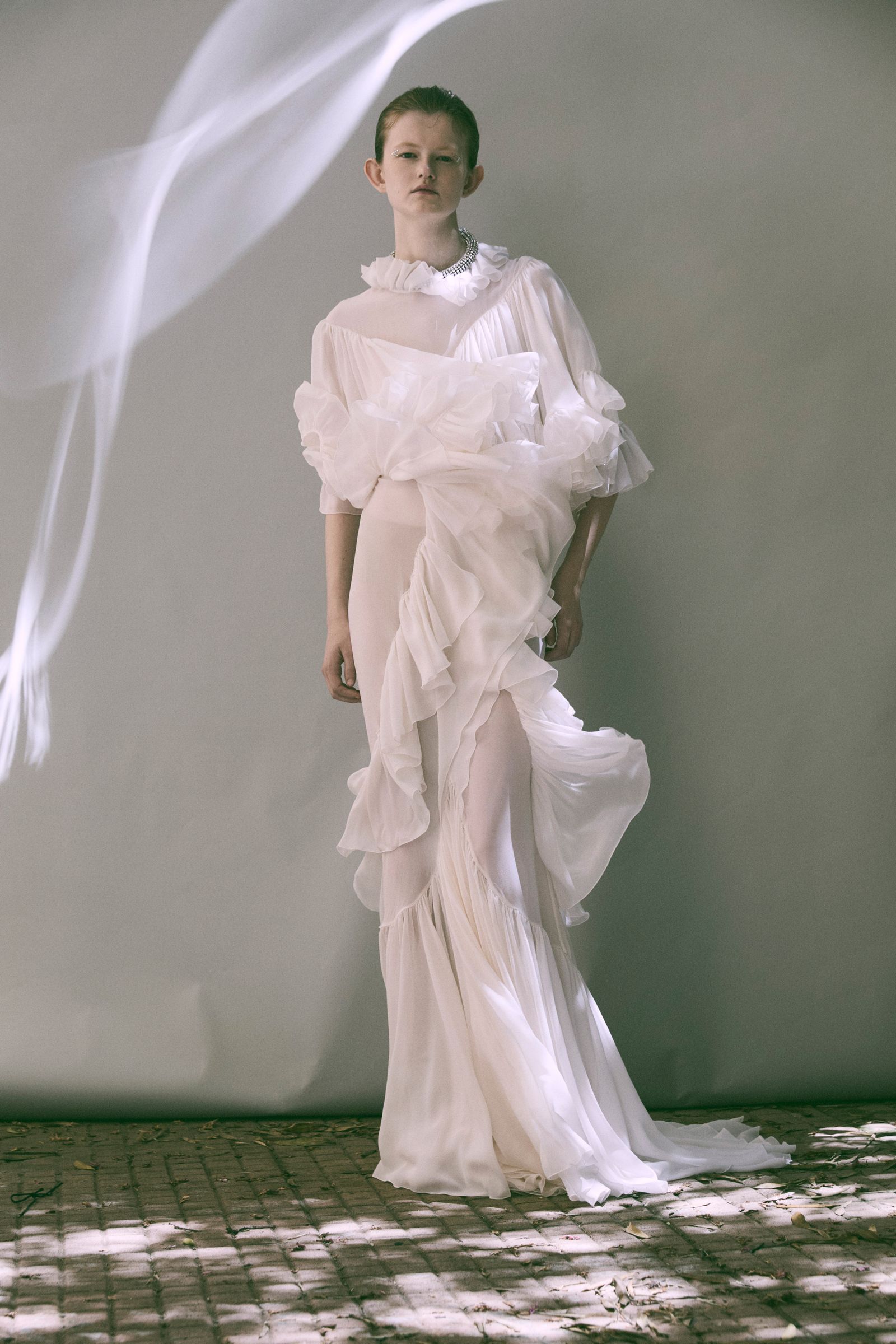 Images may contain stylish formal dresses for adults when wearing wedding dresses and standing