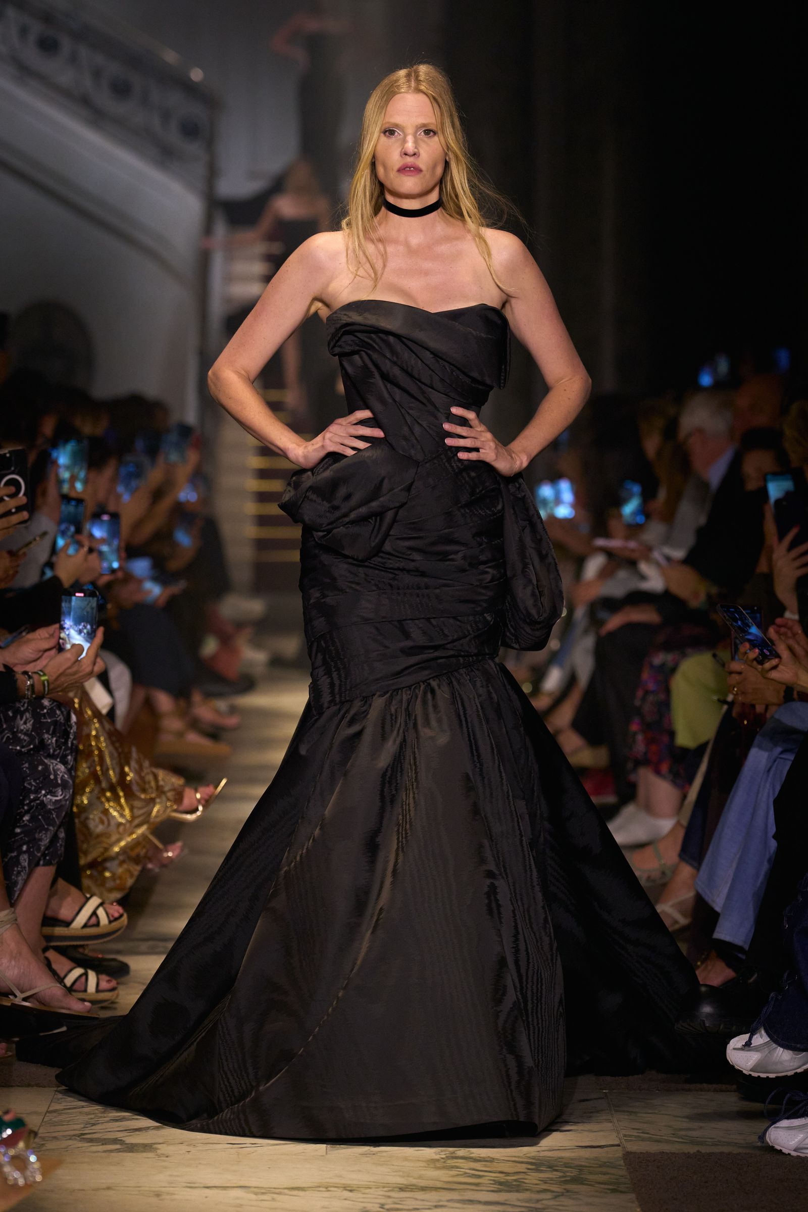 Images may contain Lara Stone Clothing Dress stylishly formally dressed in adults and shoes