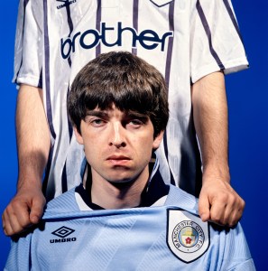 Noel and Liam Gallagher of British rock band Oasis on Sly St Studio in east London on 8 May 1994