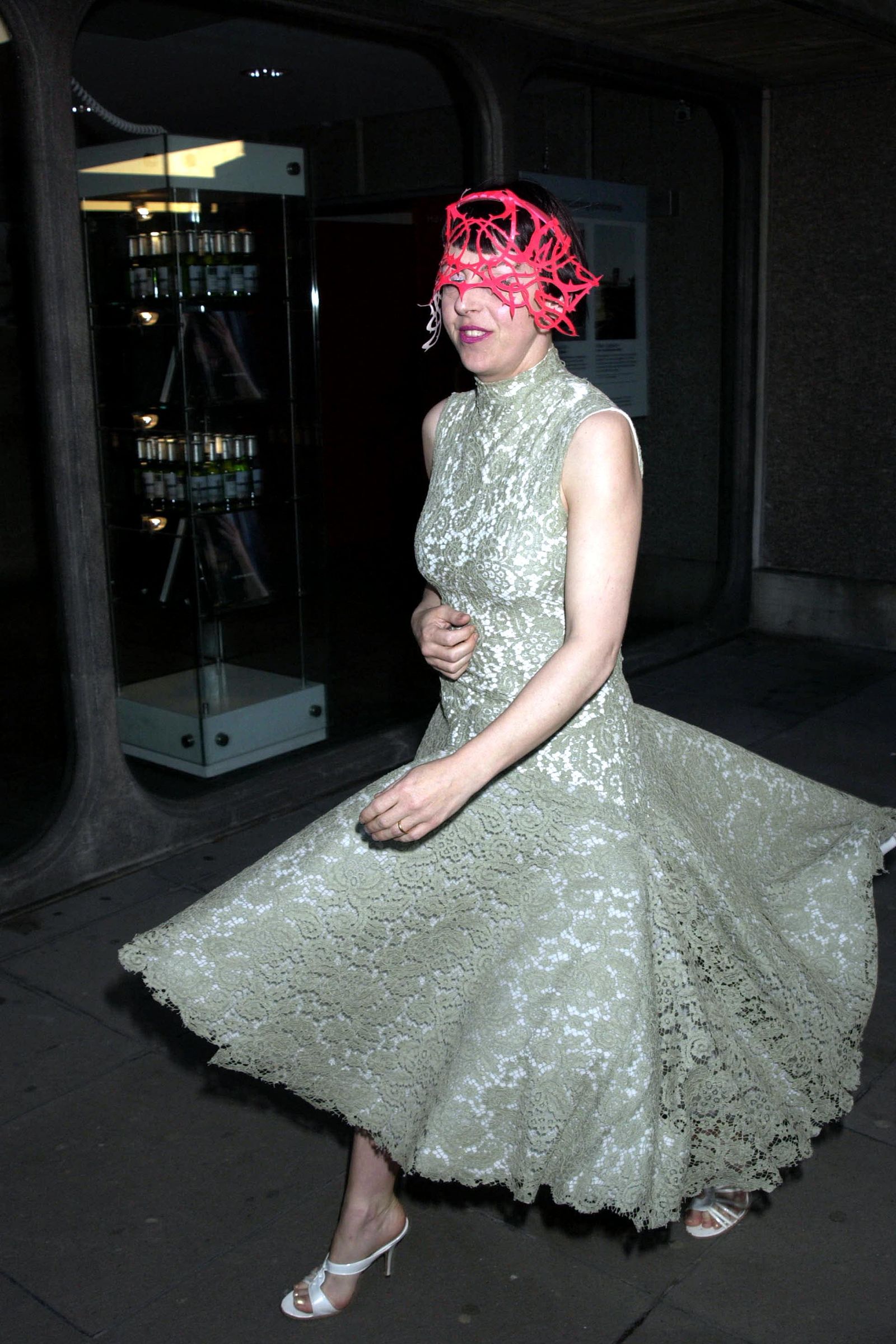 Images may contain Isabella Blow clothing dress footwear high heels man formally wearing adult wedding and sandals